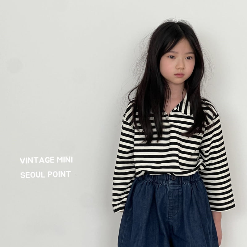 Minipoint - Korean Children Fashion - #fashionkids - Stripe Collar Tee - 8