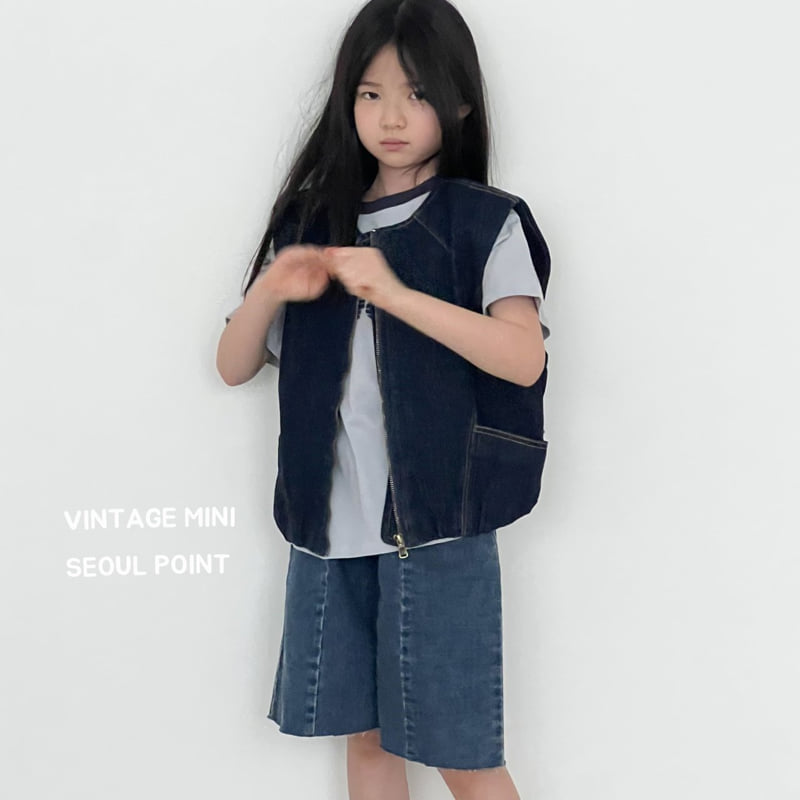 Minipoint - Korean Children Fashion - #kidsshorts - Zipper Denim Vest - 5