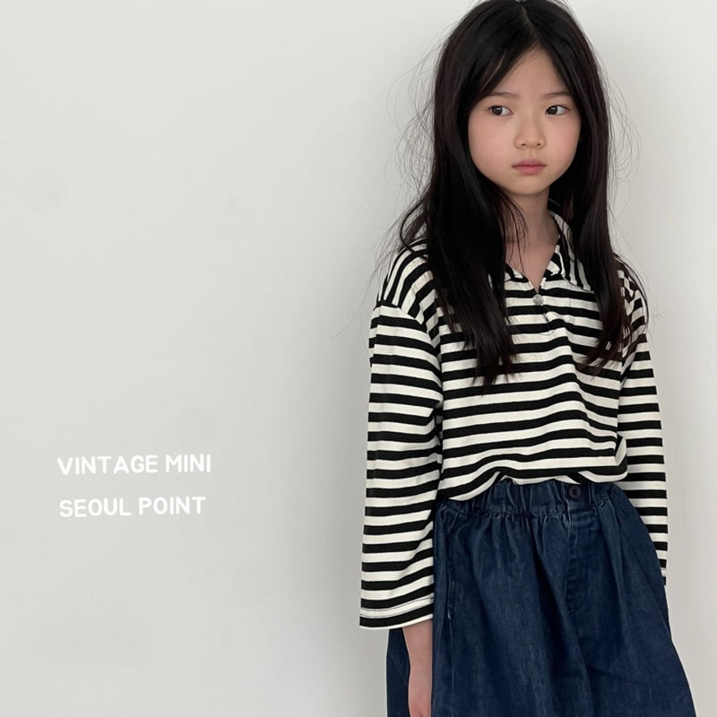 Minipoint - Korean Children Fashion - #kidsshorts - Stripe Collar Tee - 9