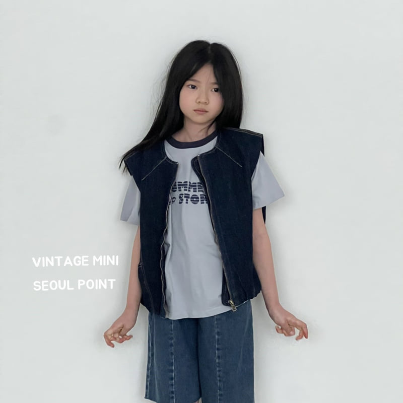 Minipoint - Korean Children Fashion - #kidsstore - Zipper Denim Vest - 6