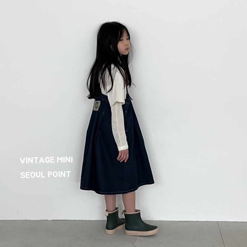 Minipoint - Korean Children Fashion - #kidsstore - Back Embroidered Suspender Skirt - 8