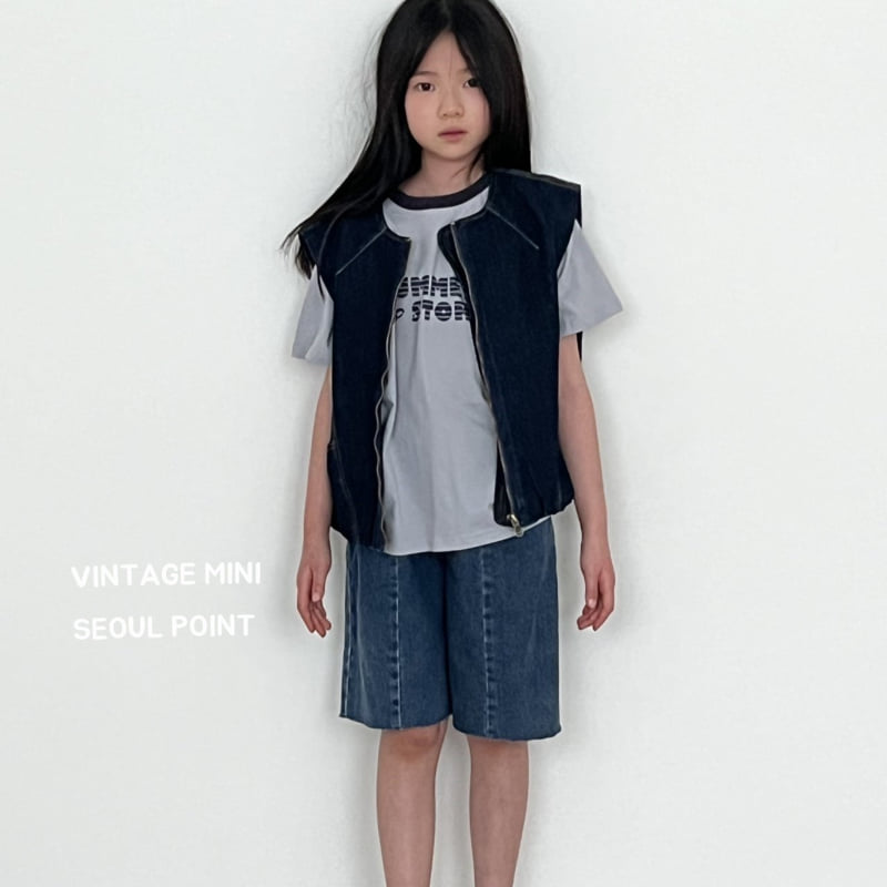Minipoint - Korean Children Fashion - #kidzfashiontrend - Zipper Denim Vest - 7