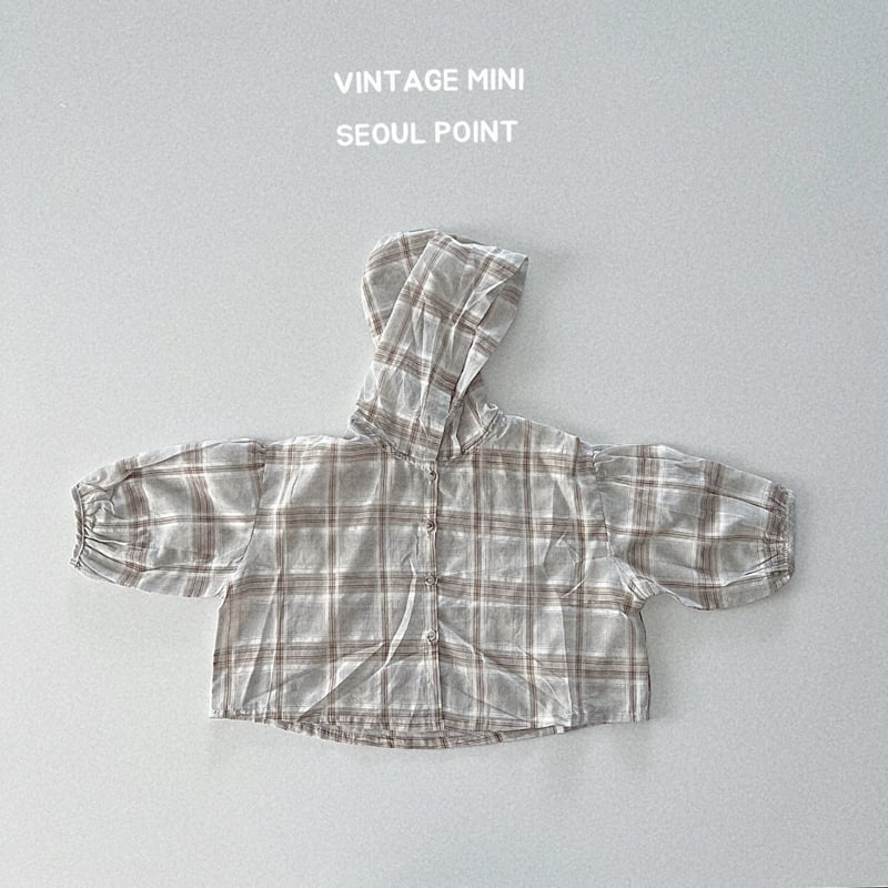 Minipoint - Korean Children Fashion - #kidzfashiontrend - Check Hood Button Shirt