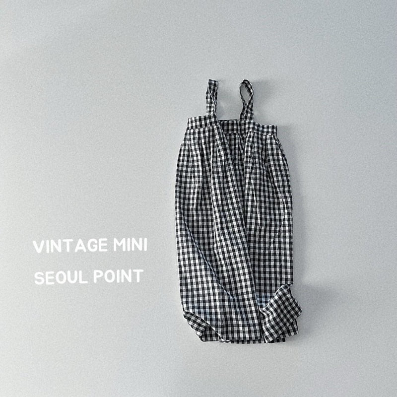 Minipoint - Korean Children Fashion - #littlefashionista - Checked Shoulder One-piece