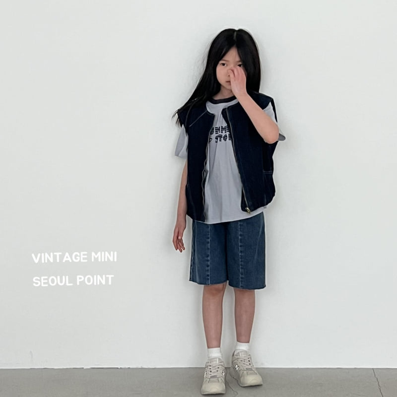 Minipoint - Korean Children Fashion - #littlefashionista - Zipper Denim Vest - 9