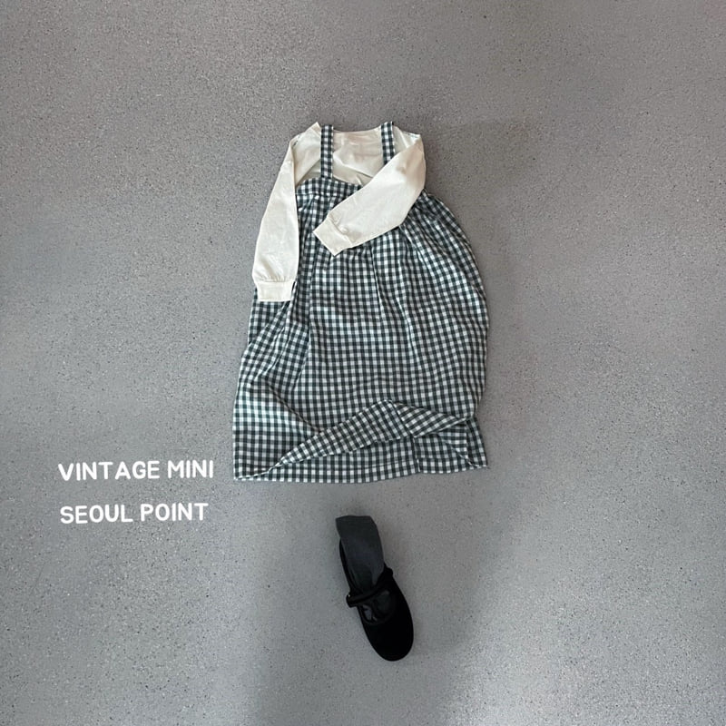 Minipoint - Korean Children Fashion - #magicofchildhood - Checked Shoulder One-piece - 2