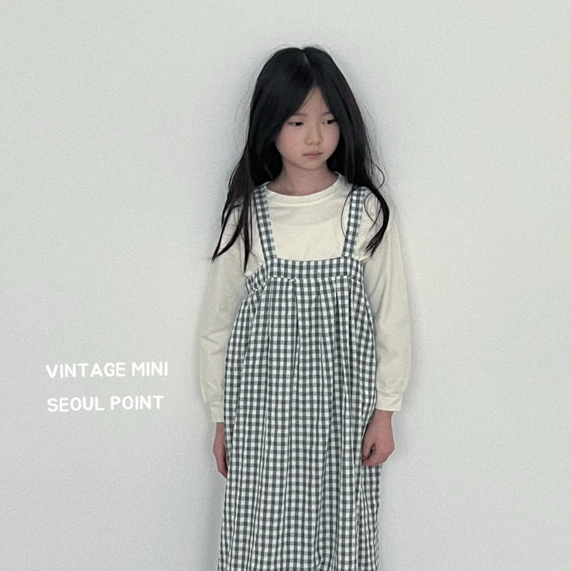 Minipoint - Korean Children Fashion - #minifashionista - Checked Shoulder One-piece - 3