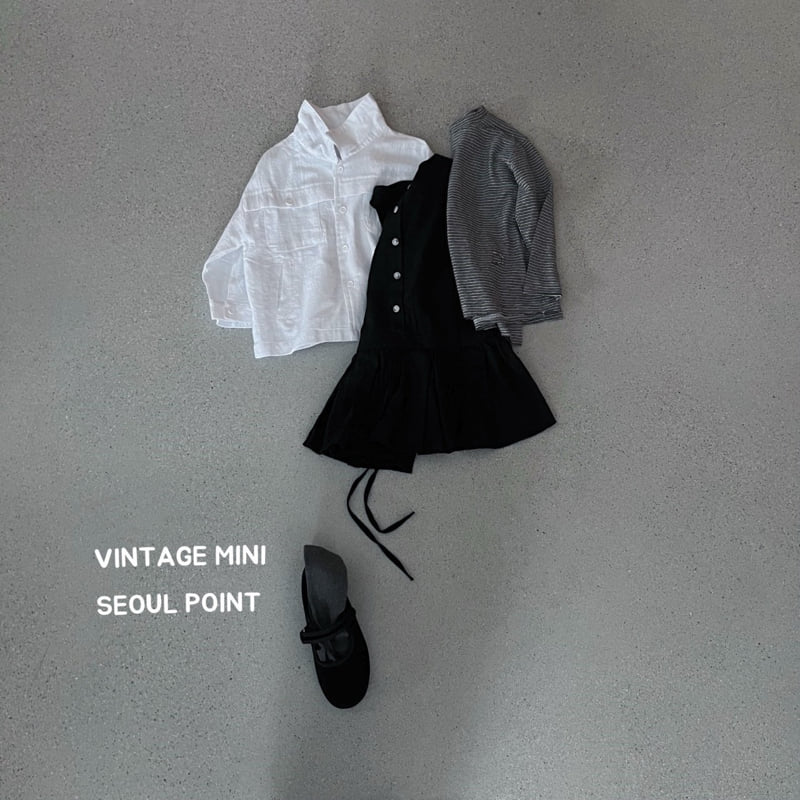Minipoint - Korean Children Fashion - #minifashionista - Cream Black One-piece - 2