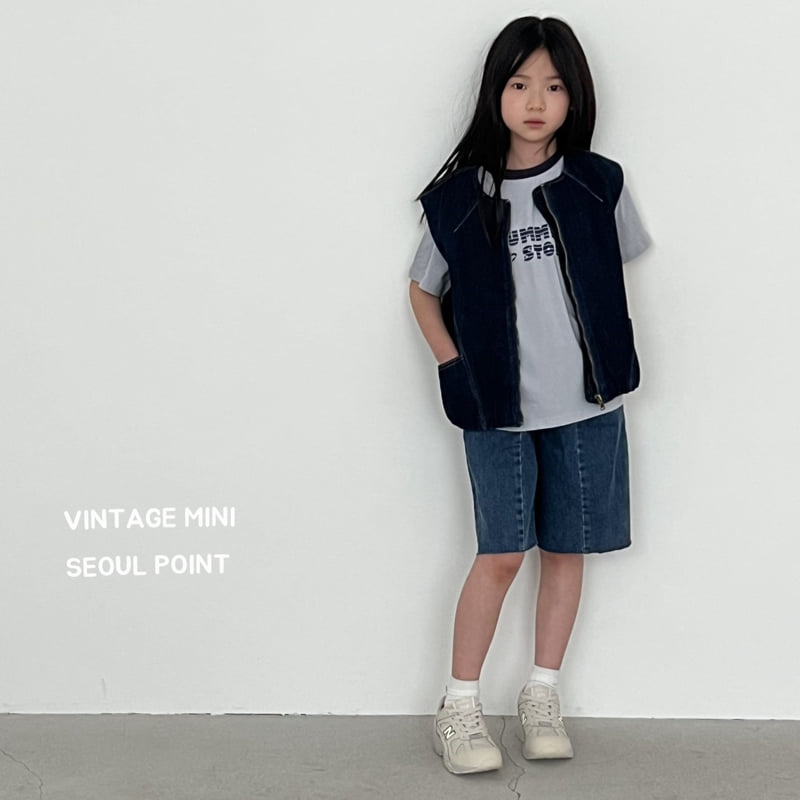 Minipoint - Korean Children Fashion - #minifashionista - Zipper Denim Vest - 11
