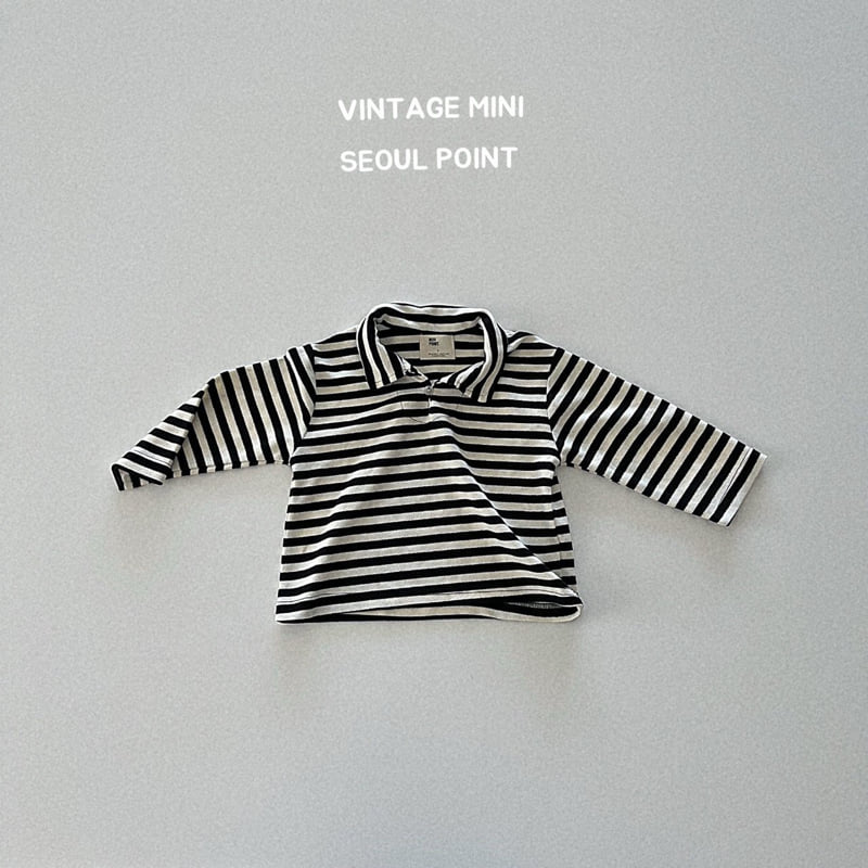 Minipoint - Korean Children Fashion - #minifashionista - Stripe Collar Tee