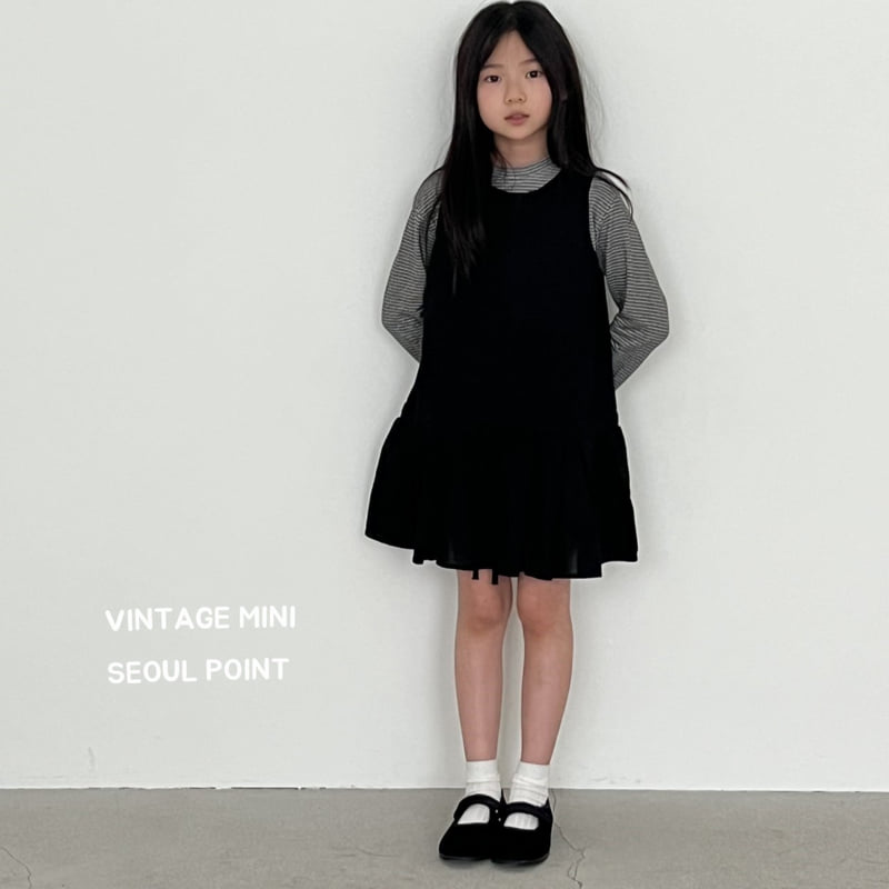 Minipoint - Korean Children Fashion - #prettylittlegirls - Cream Black One-piece - 3