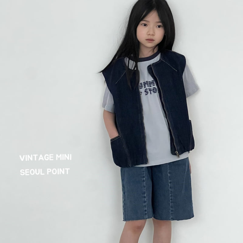 Minipoint - Korean Children Fashion - #prettylittlegirls - Zipper Denim Vest - 12