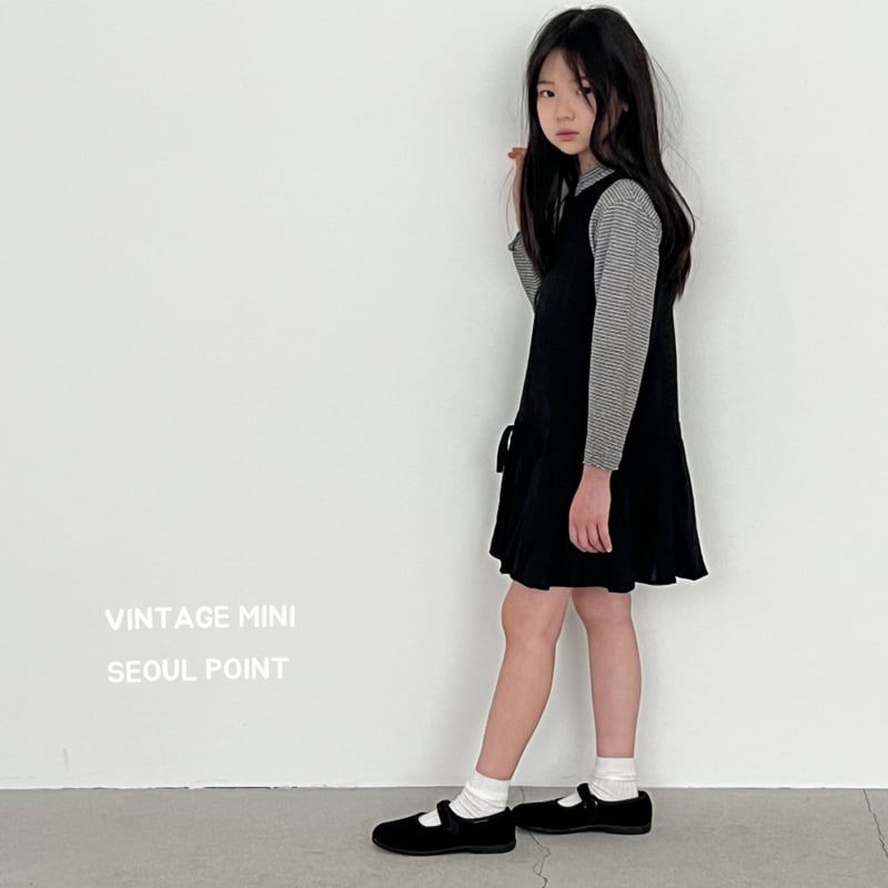 Minipoint - Korean Children Fashion - #stylishchildhood - Cream Black One-piece - 6