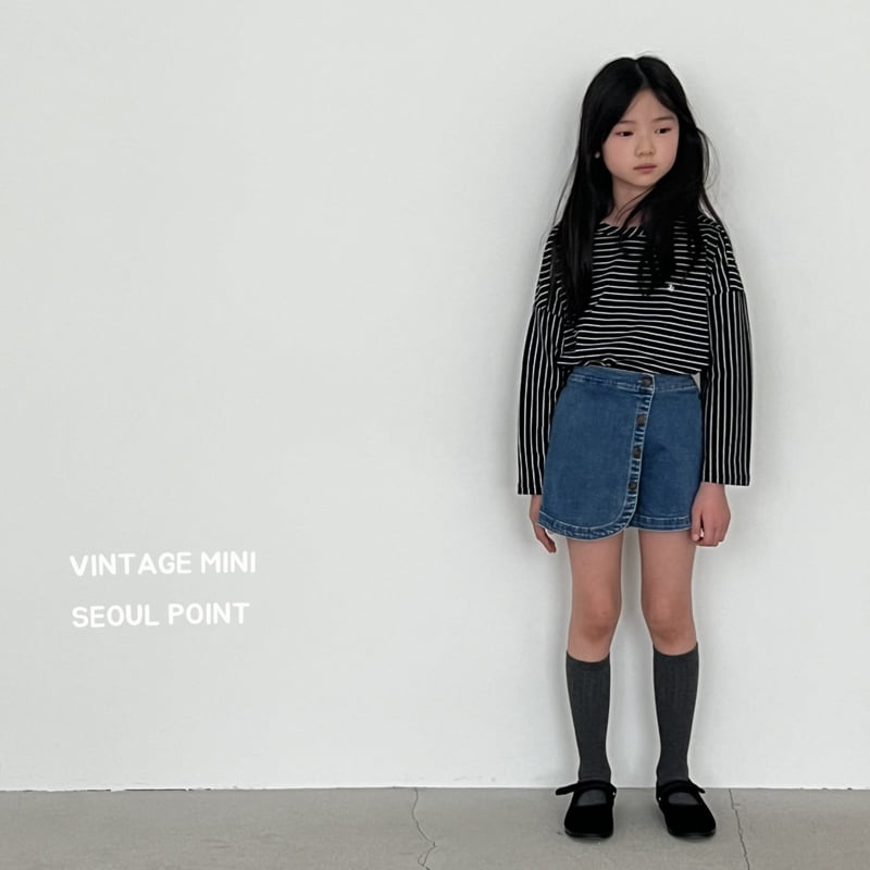 Minipoint - Korean Children Fashion - #toddlerclothing - Button Denim Shorts Skirt - 4