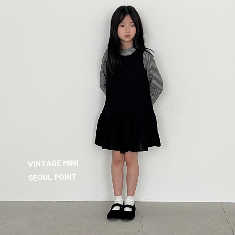 Minipoint - Korean Children Fashion - #prettylittlegirls - Cream Black One-piece - 4
