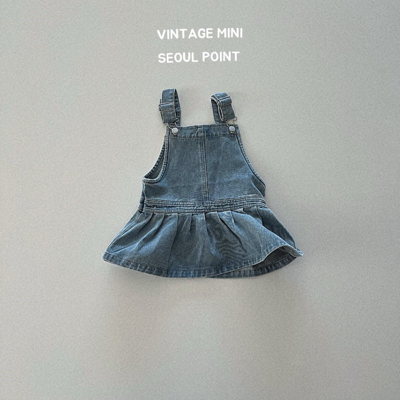Minipoint - Korean Children Fashion - #todddlerfashion - Frill Denim Suspenders One-piece