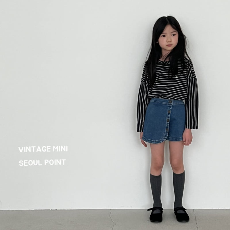 Minipoint - Korean Children Fashion - #toddlerclothing - Button Denim Shorts Skirt - 3