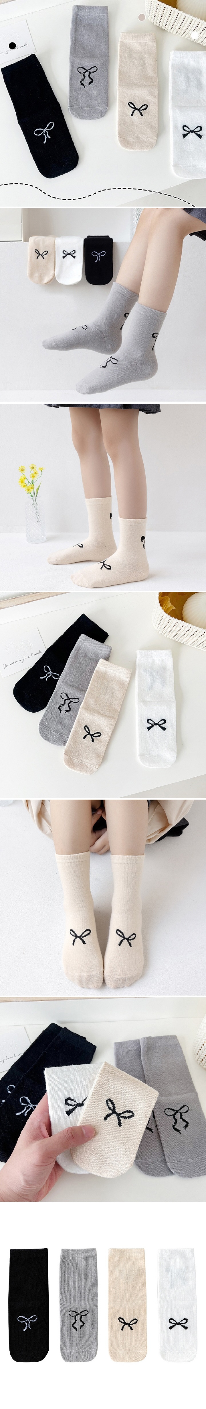 Miso - Korean Children Fashion - #discoveringself - 4 Ribbon Socks Set