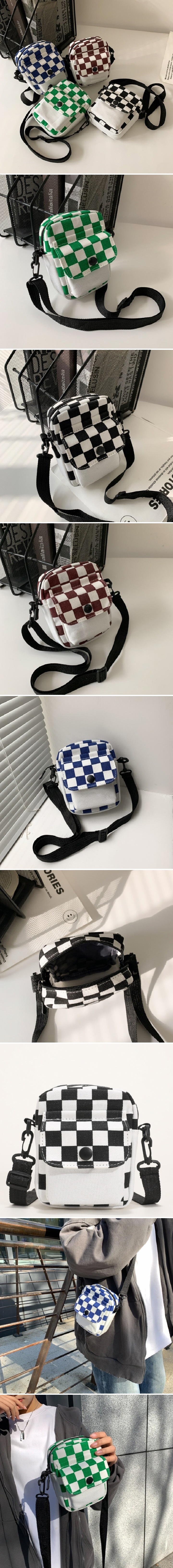 Miso - Korean Children Fashion - #fashionkids - Check Mini Cross Bag