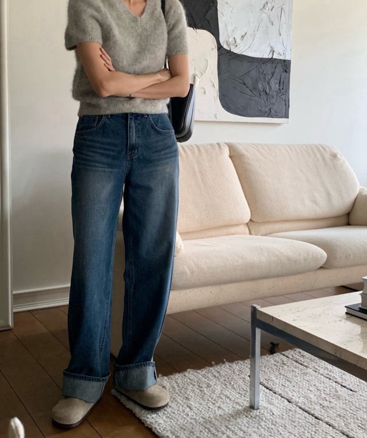 Moani - Korean Women Fashion - #momslook - Ayla Roll-up Wide Denim Pants - 2