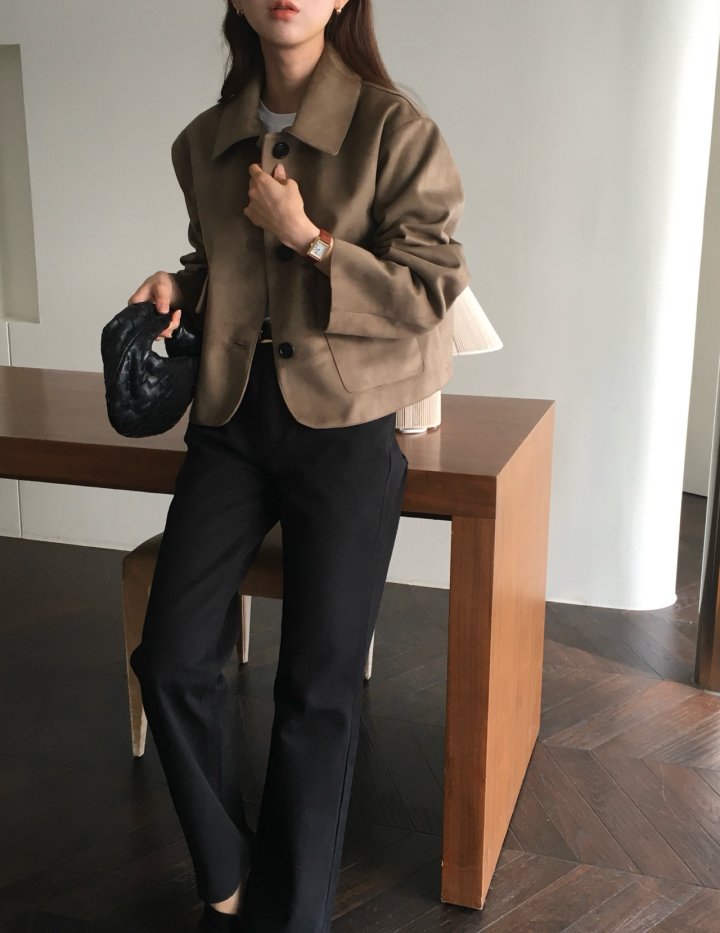 Moani - Korean Women Fashion - #momslook - Crop Suede Jacket - 8