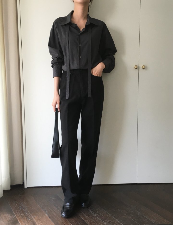 Moani - Korean Women Fashion - #momslook - Misty Over Tie Shirt - 2