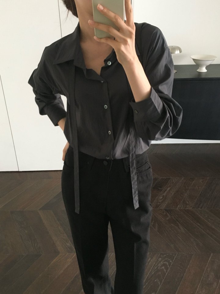 Moani - Korean Women Fashion - #womensfashion - Misty Over Tie Shirt - 4