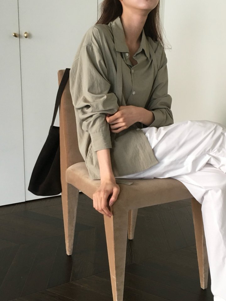 Moani - Korean Women Fashion - #momslook - Misty Over Tie Shirt - 10