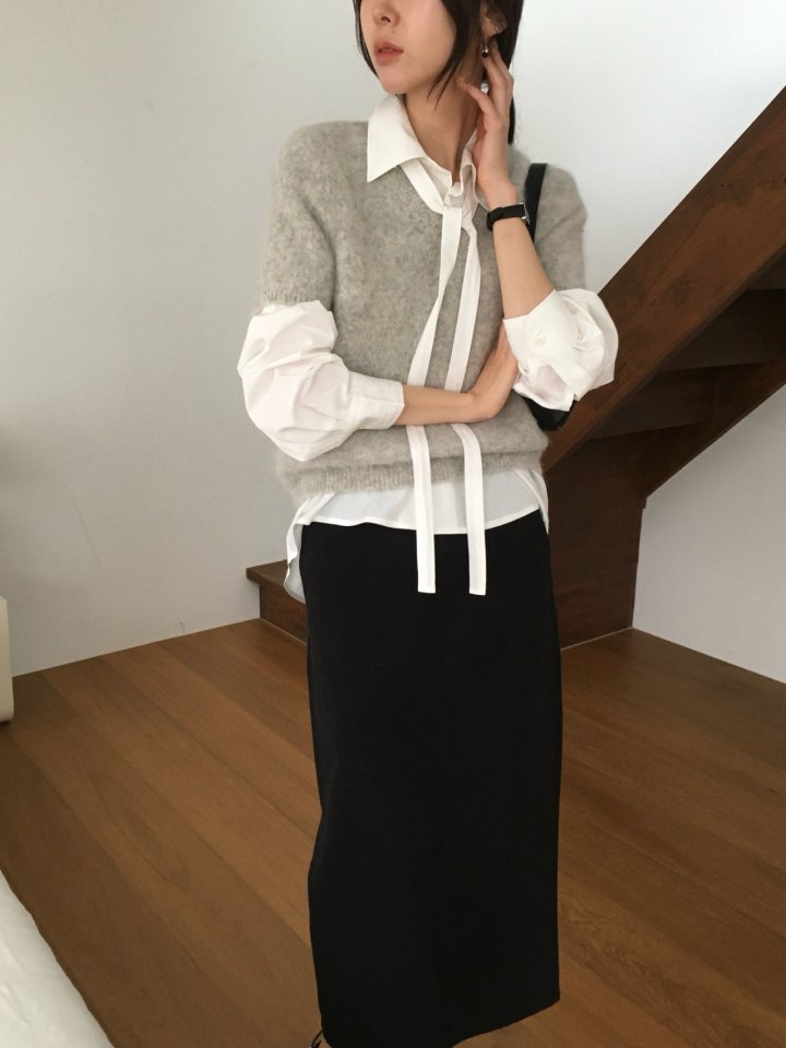 Moani - Korean Women Fashion - #momslook - Misty Over Tie Shirt - 10