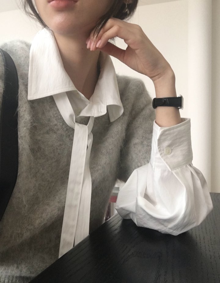 Moani - Korean Women Fashion - #momslook - Misty Over Tie Shirt - 2