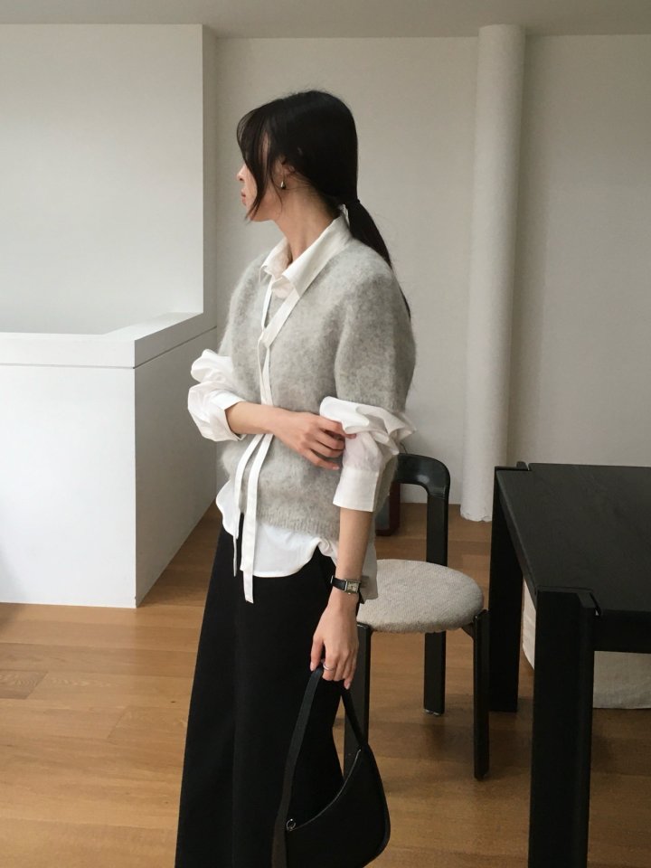 Moani - Korean Women Fashion - #womensfashion - Misty Over Tie Shirt - 4