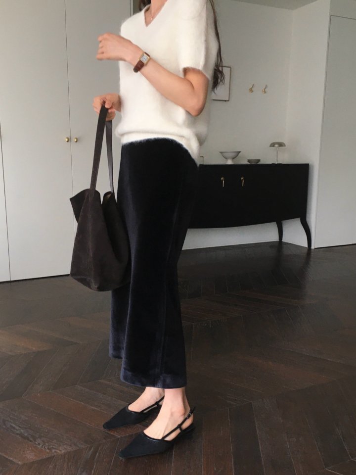 Moani - Korean Women Fashion - #momslook - Velvete Back Slit Skirt - 5