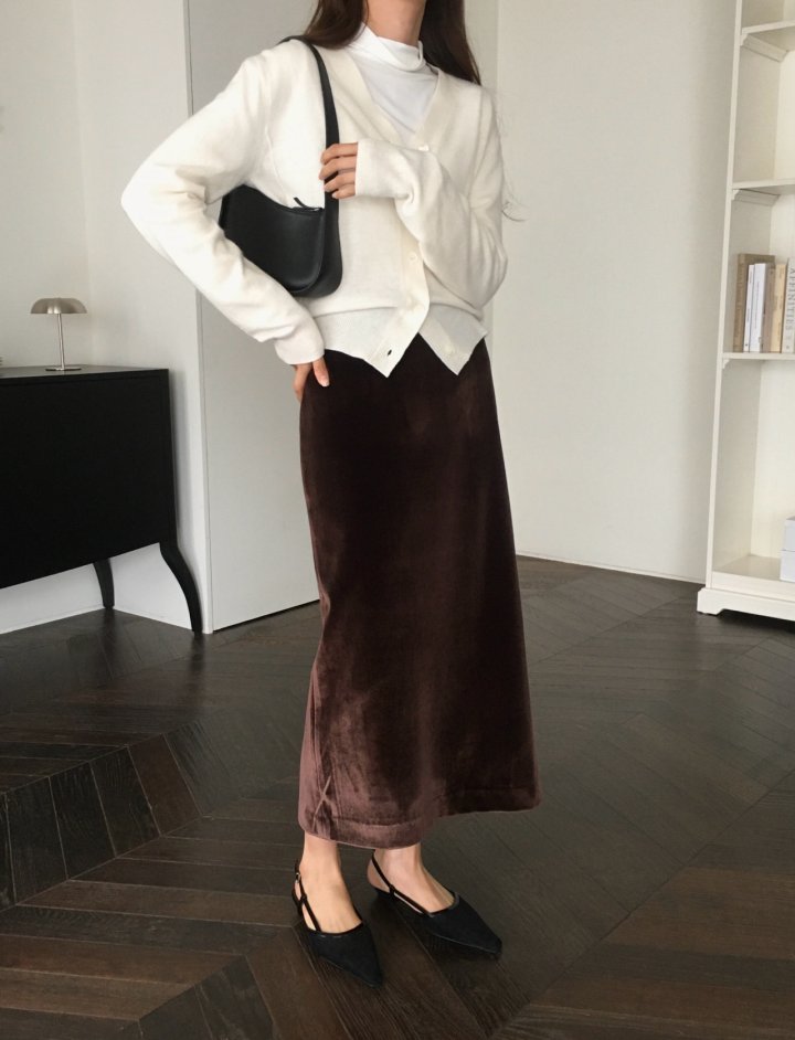 Moani - Korean Women Fashion - #momslook - Velvete Back Slit Skirt - 6