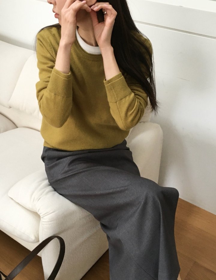 Moani - Korean Women Fashion - #momslook - Wool Cashmere Double Lipped Round Neck Knit Pullover - 3