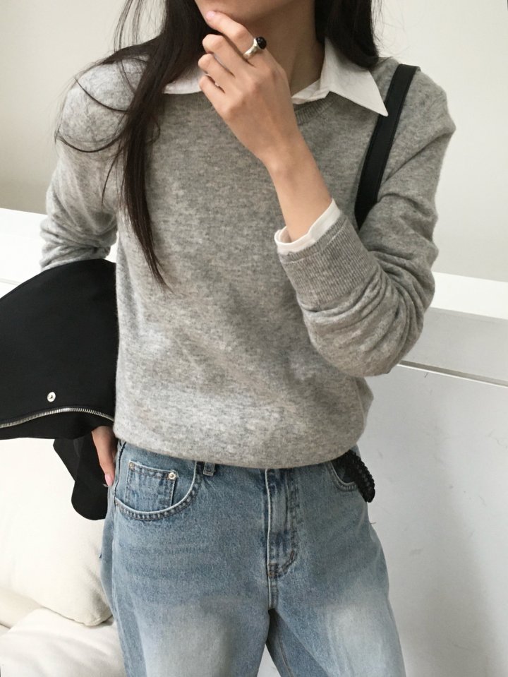 Moani - Korean Women Fashion - #momslook - Wool Cashmere Double Lipped Round Neck Knit Pullover