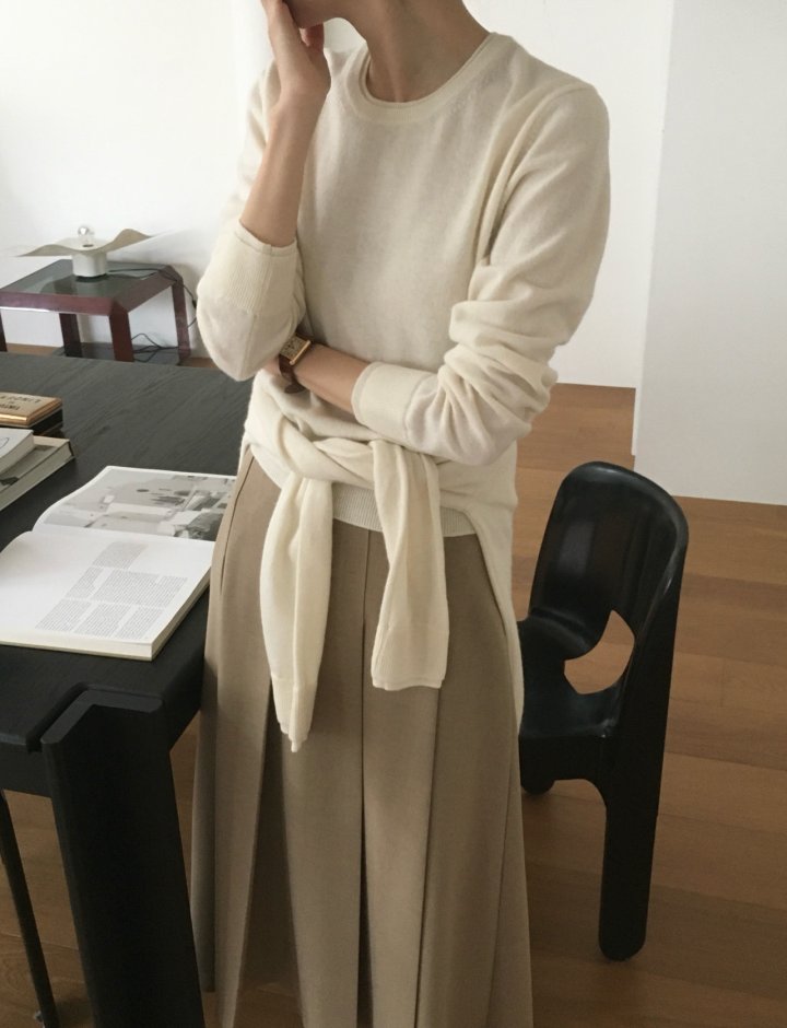 Moani - Korean Women Fashion - #momslook - Wool Cashmere Double Lipped Round Neck Knit Pullover - 6