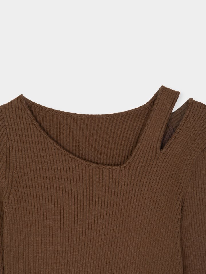 Moani - Korean Women Fashion - #restrostyle - Unbalanced Shoulder Cut-out Knit Top - 9
