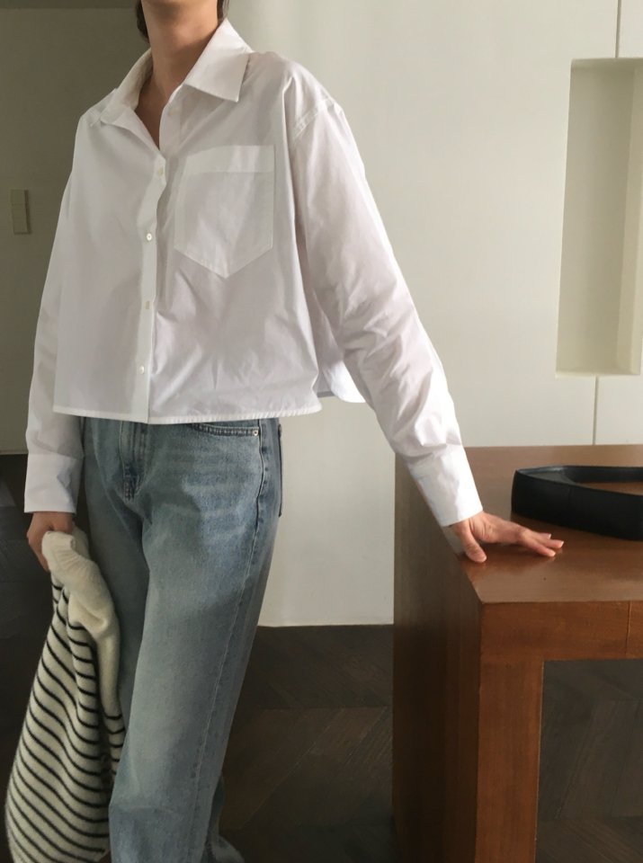 Moani - Korean Women Fashion - #restrostyle - Crop Pocket Shirt