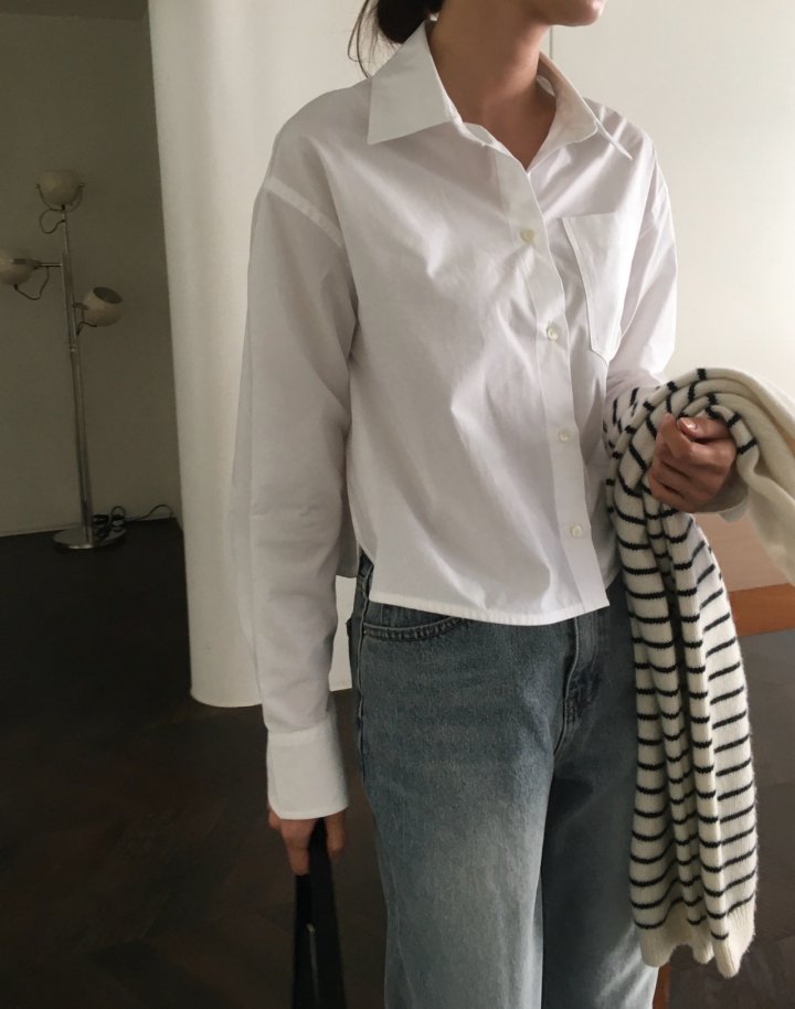 Moani - Korean Women Fashion - #thelittlethings - Crop Pocket Shirt - 5