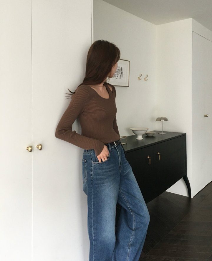Moani - Korean Women Fashion - #vintageinspired - Unbalanced Shoulder Cut-out Knit Top - 6