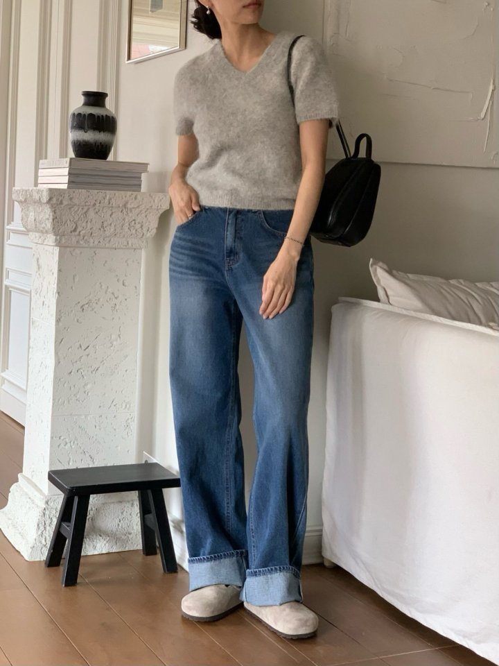 Moani - Korean Women Fashion - #womensfashion - Ayla Roll-up Wide Denim Pants - 5