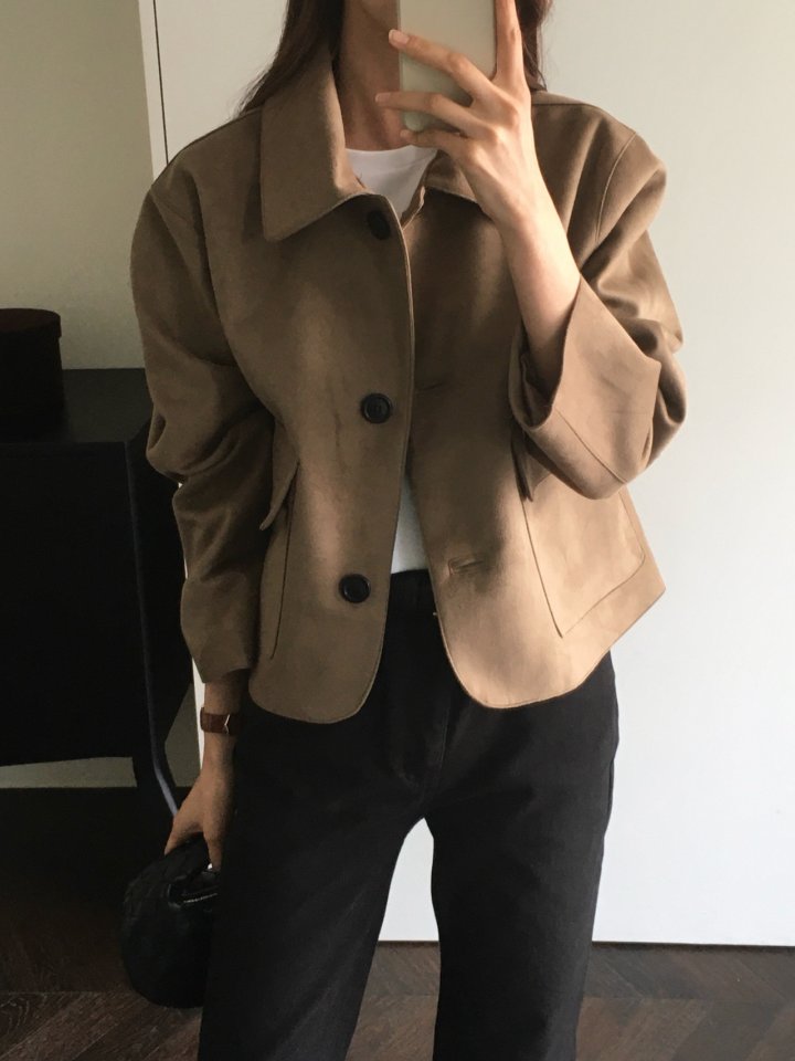 Moani - Korean Women Fashion - #womensfashion - Crop Suede Jacket - 3