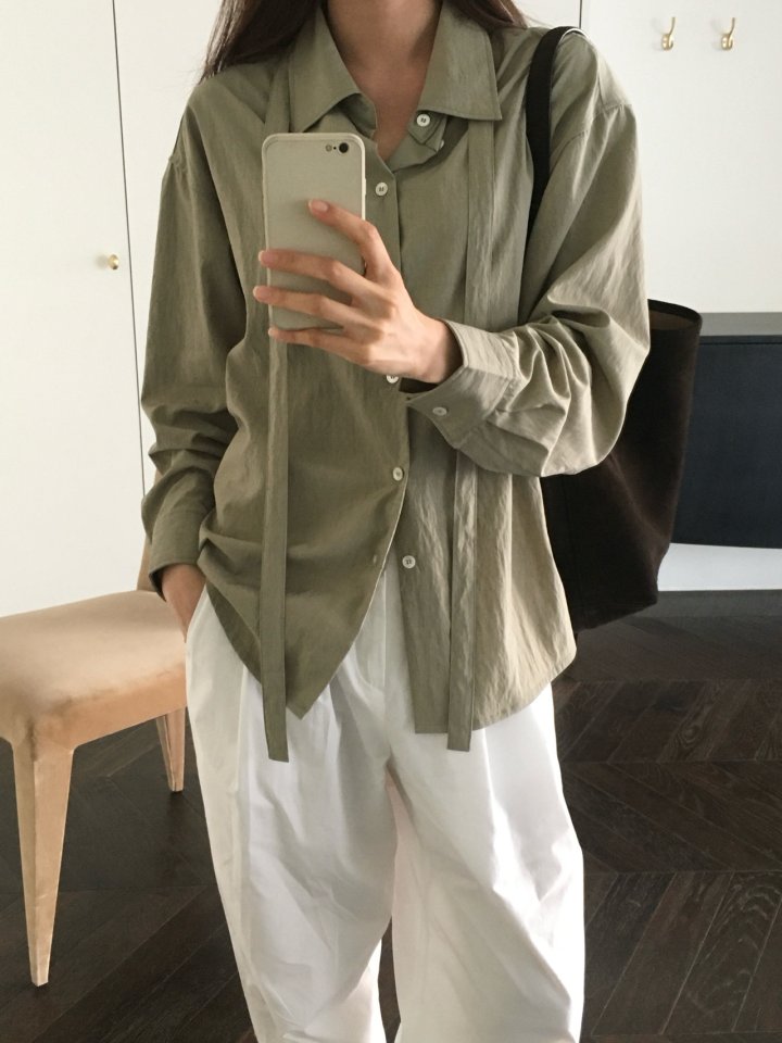 Moani - Korean Women Fashion - #womensfashion - Misty Over Tie Shirt - 2