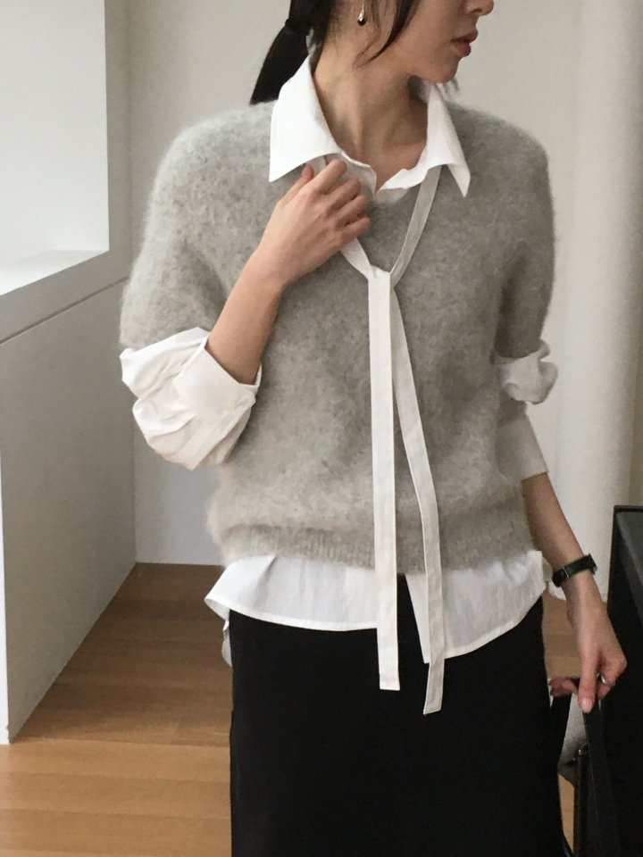 Moani - Korean Women Fashion - #womensfashion - Misty Over Tie Shirt - 7
