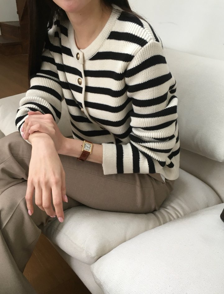 Moani - Korean Women Fashion - #womensfashion - French Stripe Cardigan - 3