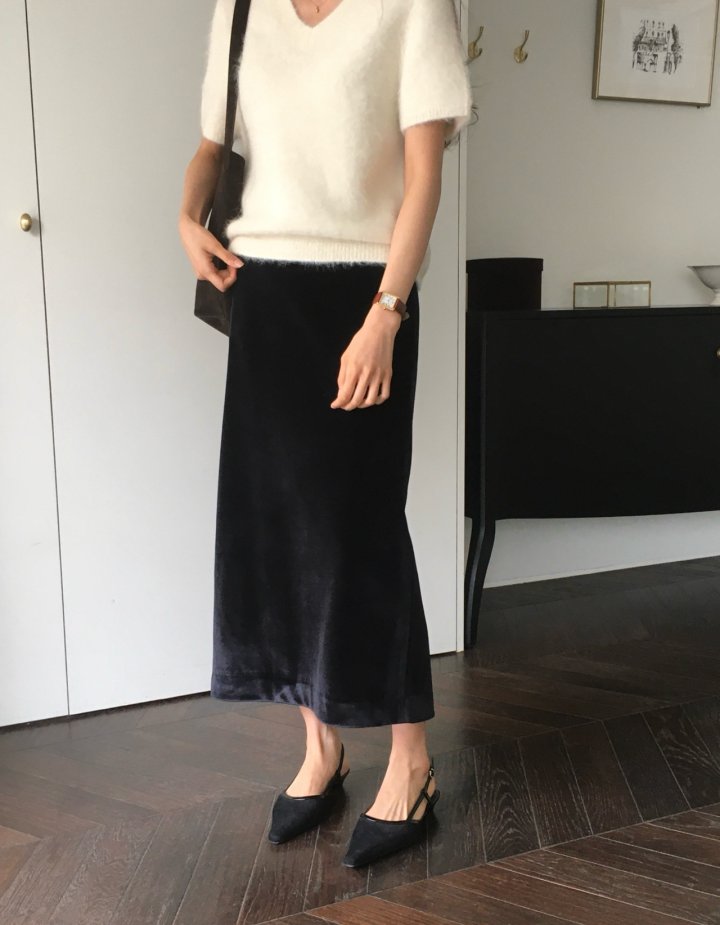 Moani - Korean Women Fashion - #womensfashion - Velvete Back Slit Skirt - 6
