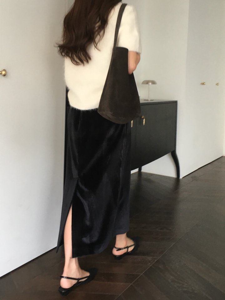 Moani - Korean Women Fashion - #womensfashion - Velvete Back Slit Skirt - 8