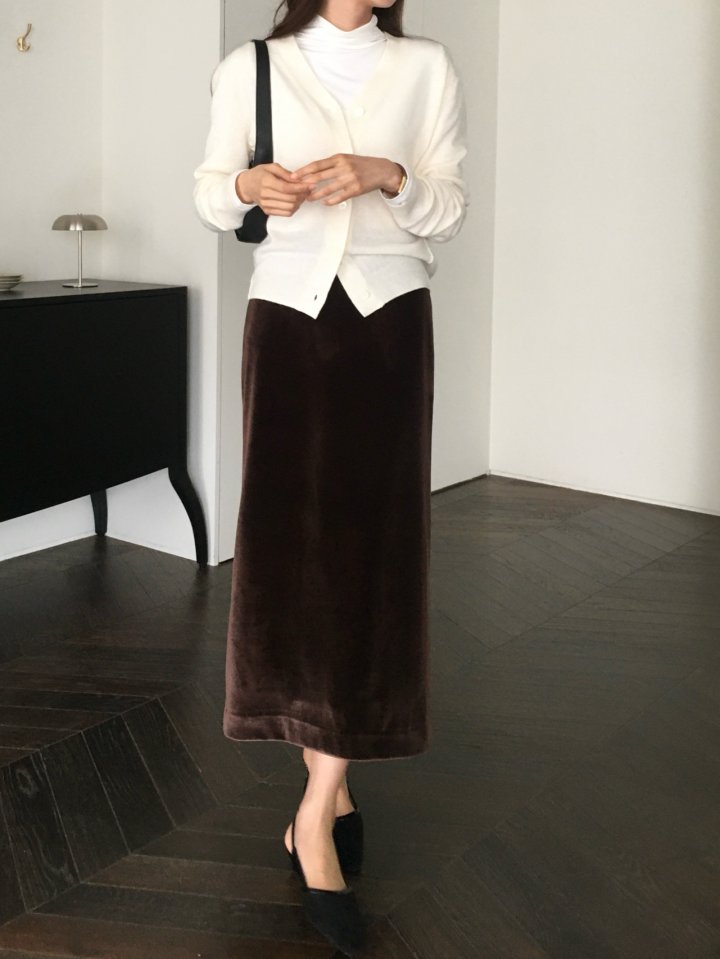 Moani - Korean Women Fashion - #womensfashion - Velvete Back Slit Skirt - 5