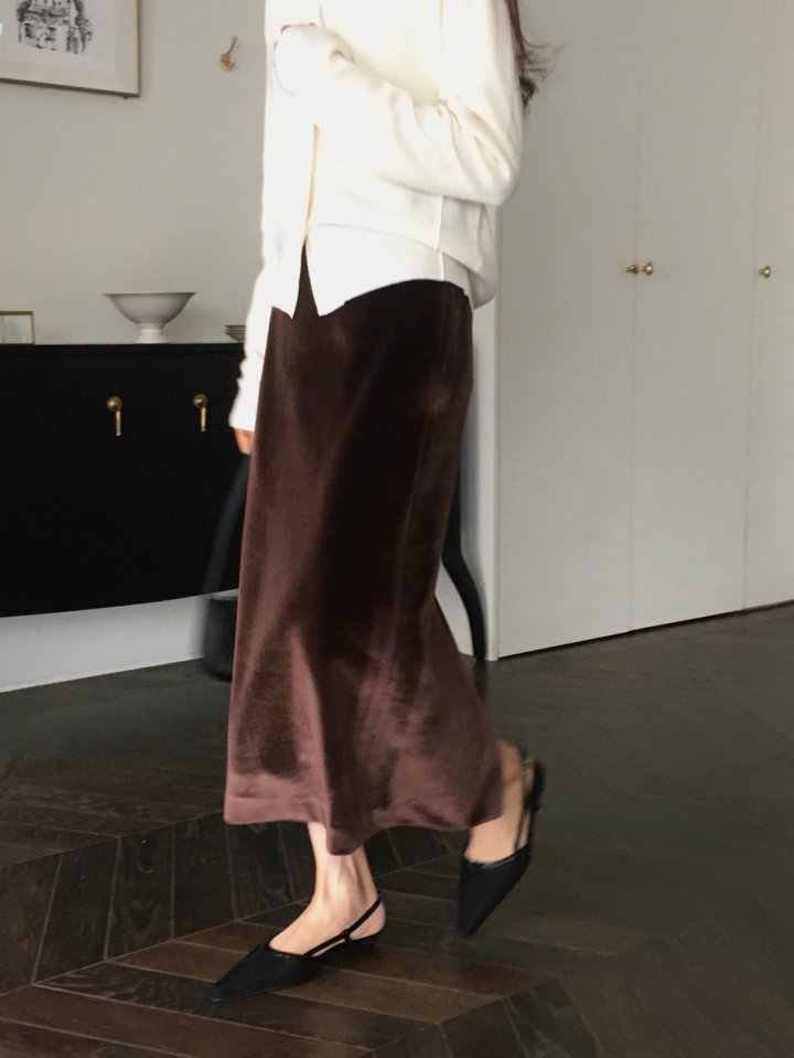 Moani - Korean Women Fashion - #womensfashion - Velvete Back Slit Skirt - 7