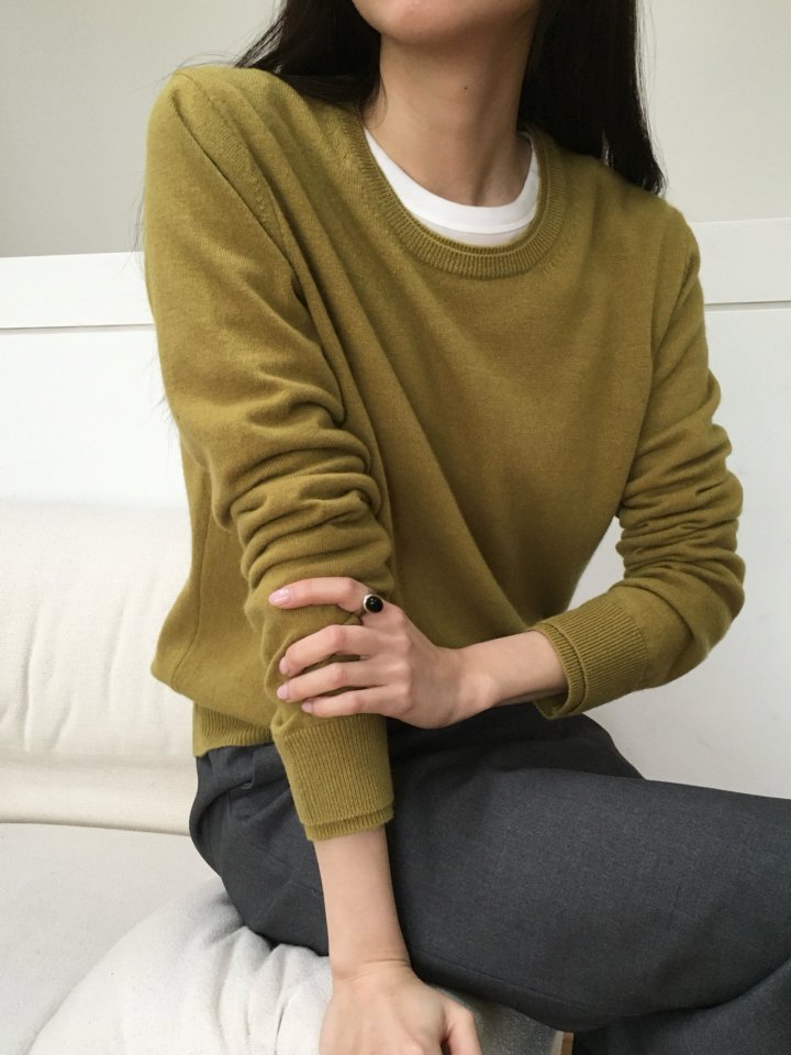 Moani - Korean Women Fashion - #womensfashion - Wool Cashmere Double Lipped Round Neck Knit Pullover - 6